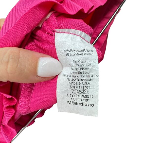 143 Story Lizzy Two Piece Hot Pink Ruffle High Waist Legging Crop Tank Set - Picture 16 of 16